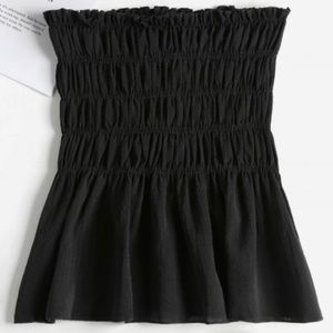 Ruffles Smocked Tube Top - Black